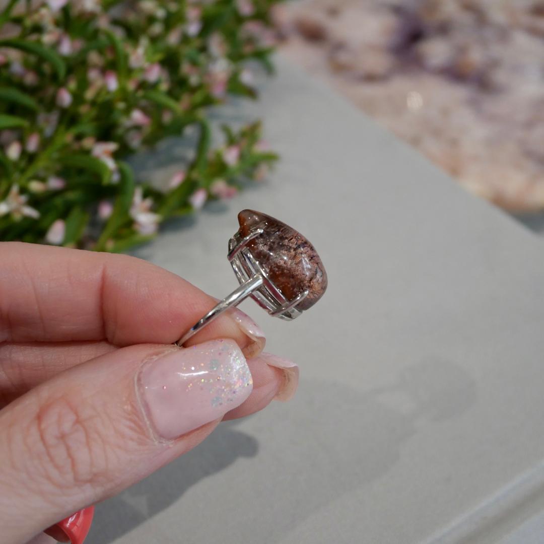 Garden Quartz Tear Drop Adjustable Ring