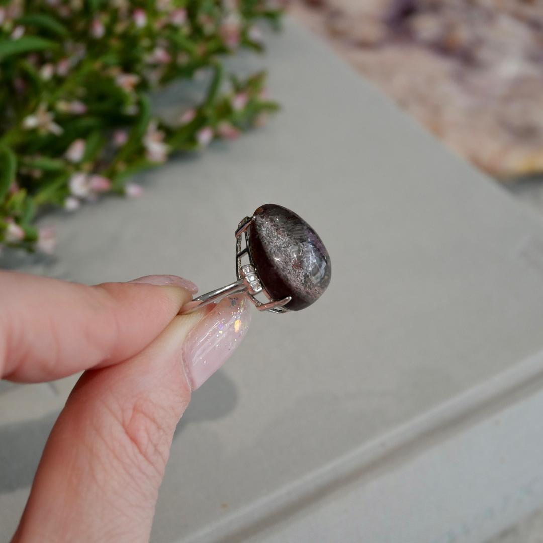 Garden Quartz Teardrop Adjustable Ring