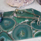Green Agate Rectangle Platter with angled edges
