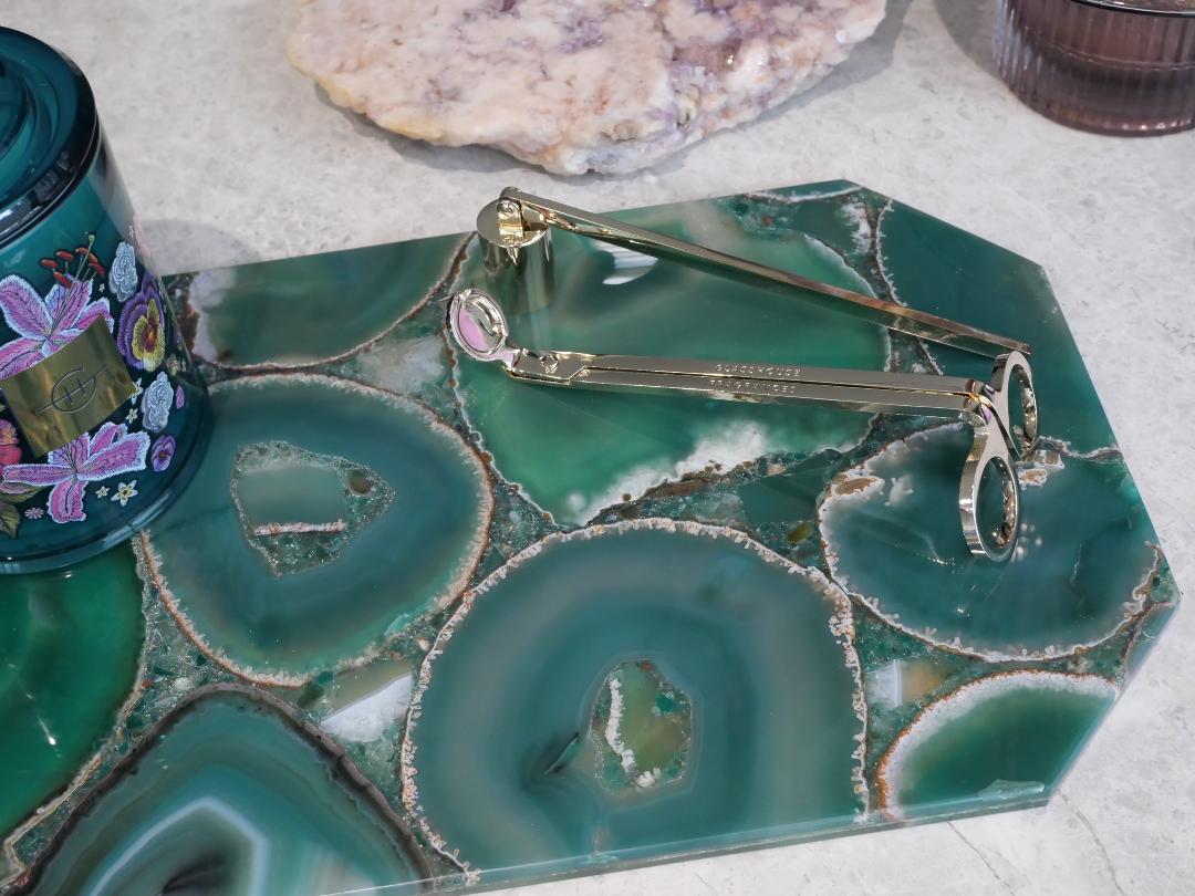 Green Agate Rectangle Platter with angled edges