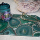 Green Agate Rectangle Platter with angled edges