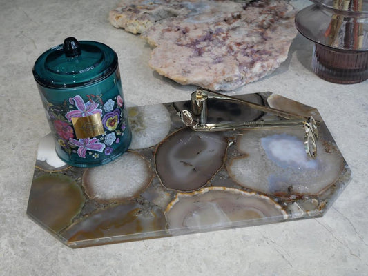 Grey Agate Rectangle Platter with angled edges