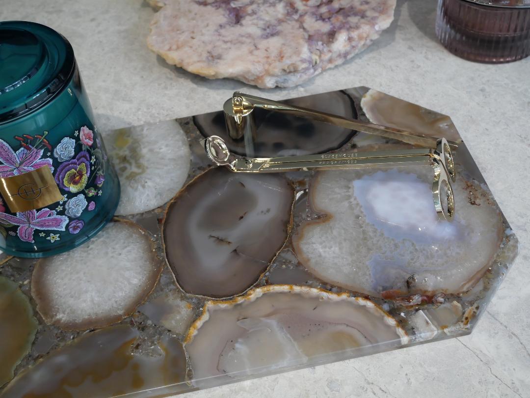 Grey Agate Rectangle Platter with angled edges