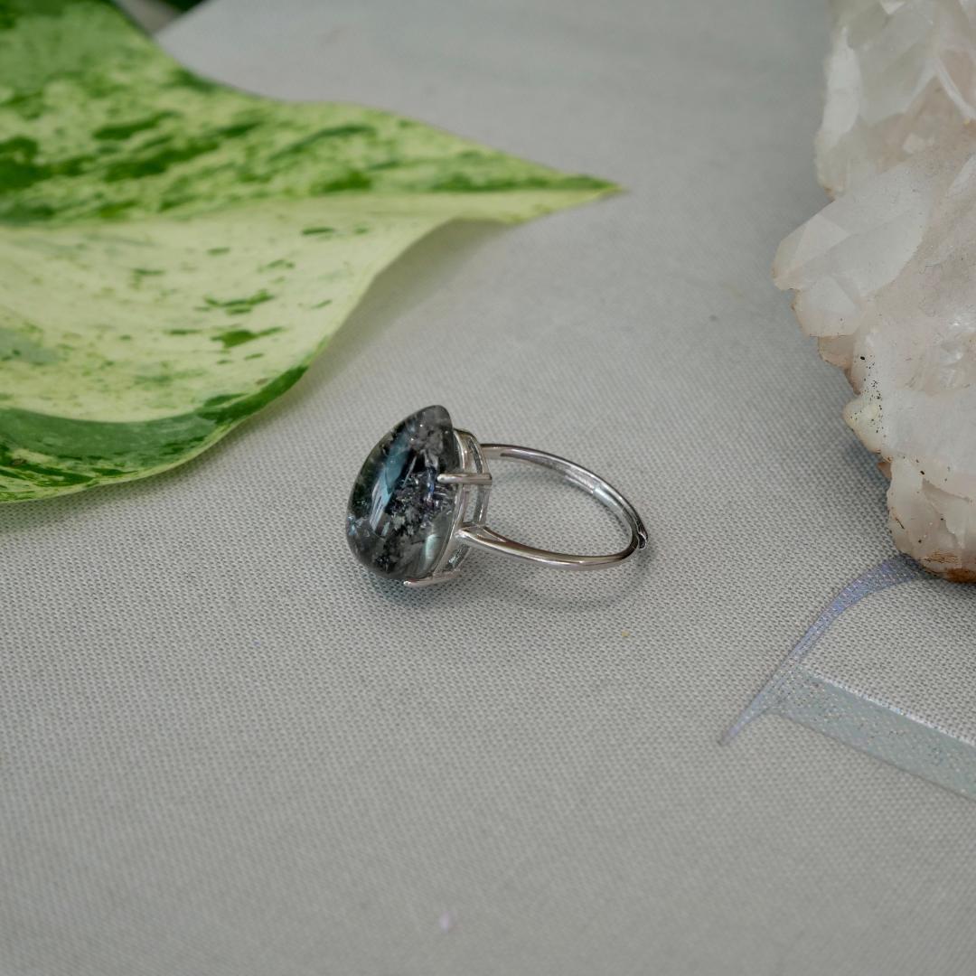 Herkimer Diamond Teardrop Adjustable Ring