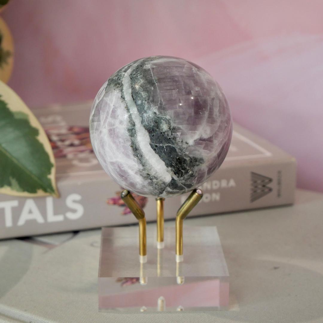 Kunzite with Pyrite Sphere No 447