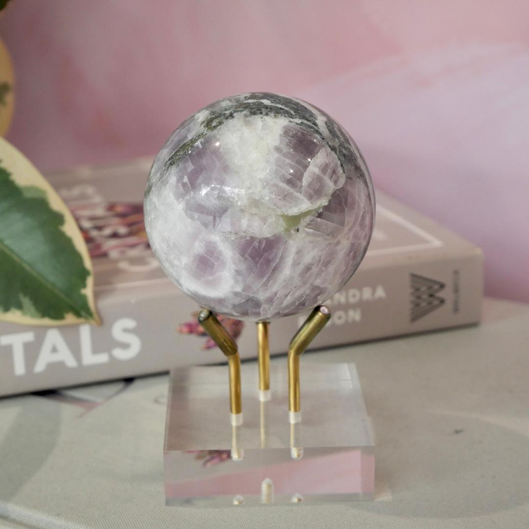 Kunzite with Pyrite Sphere No 447