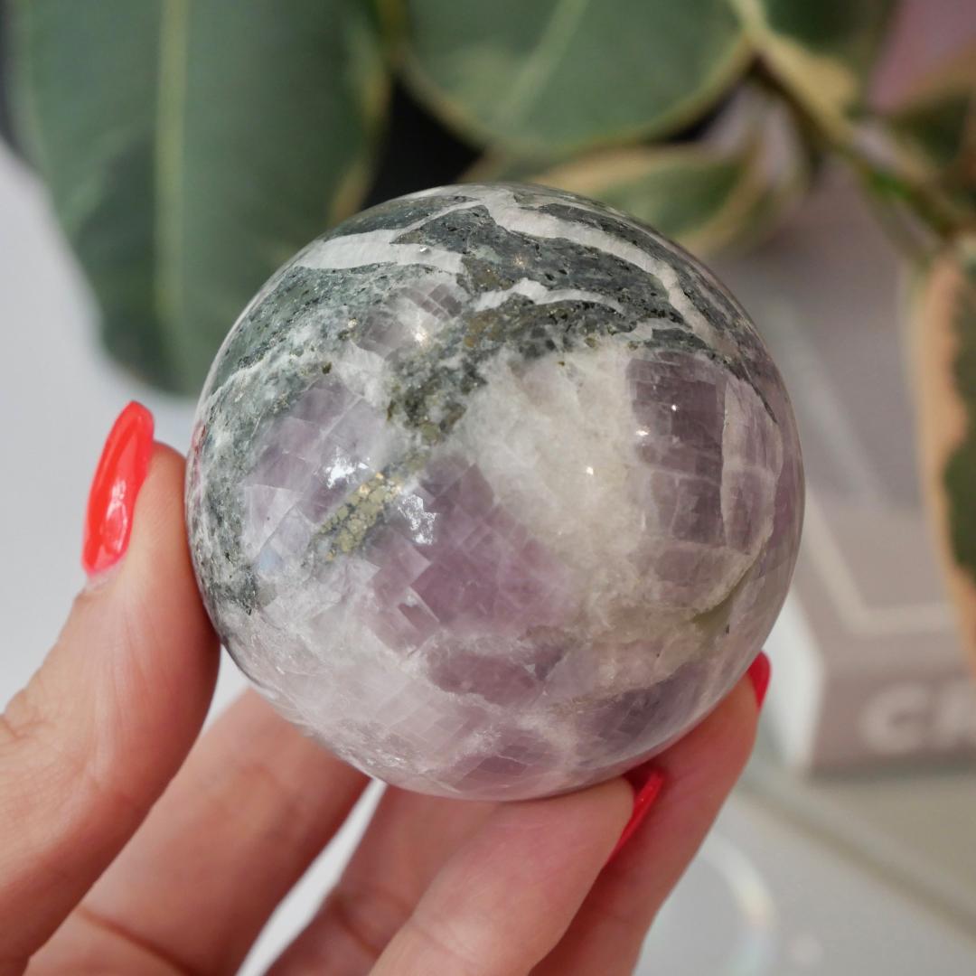 Kunzite with Pyrite Sphere No 447