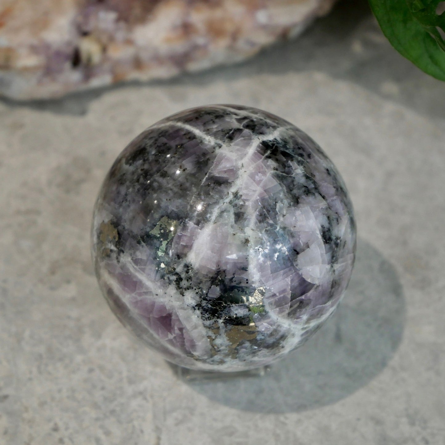 Kunzite with Pyrite Sphere No 449