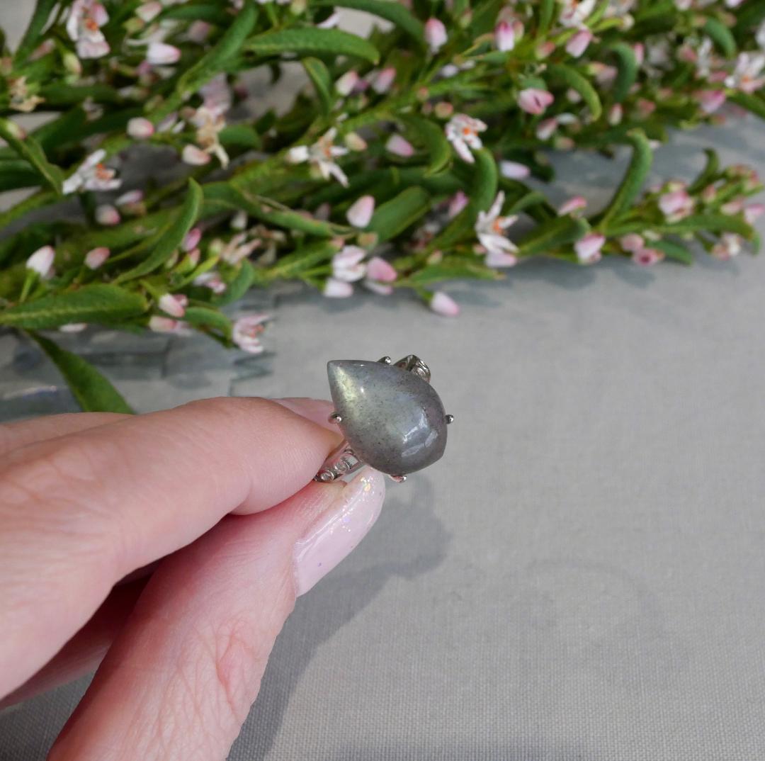 Labradorite Teardrop Adjustable Ring