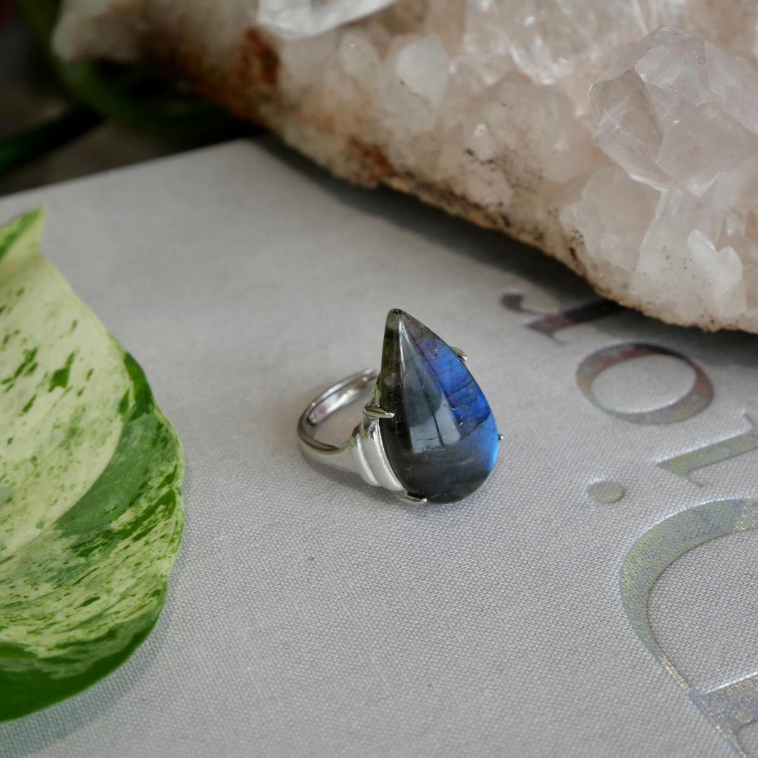 Labradorite Teardrop Adjustable Ring No 90