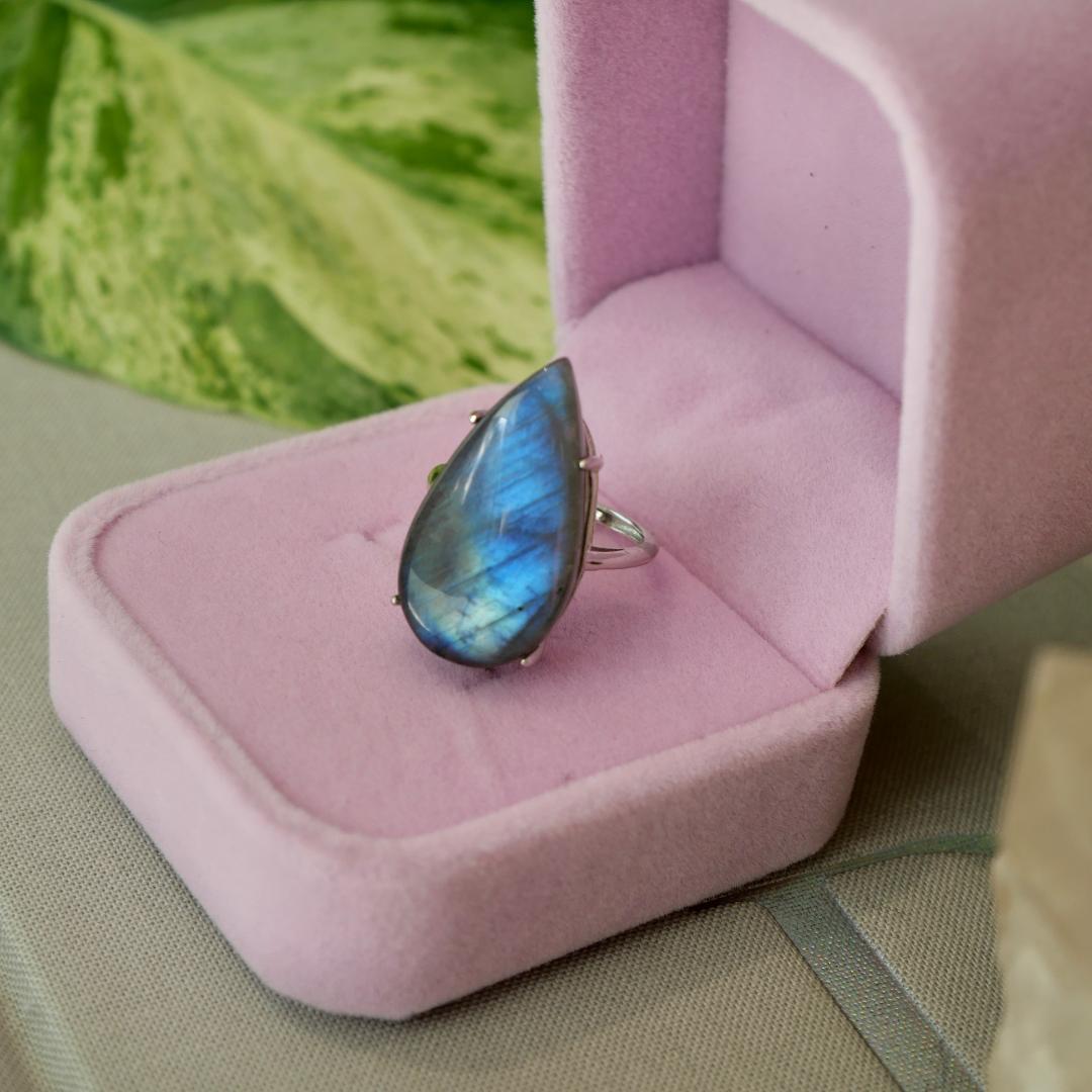 Labradorite Teardrop Adjustable Ring No 91