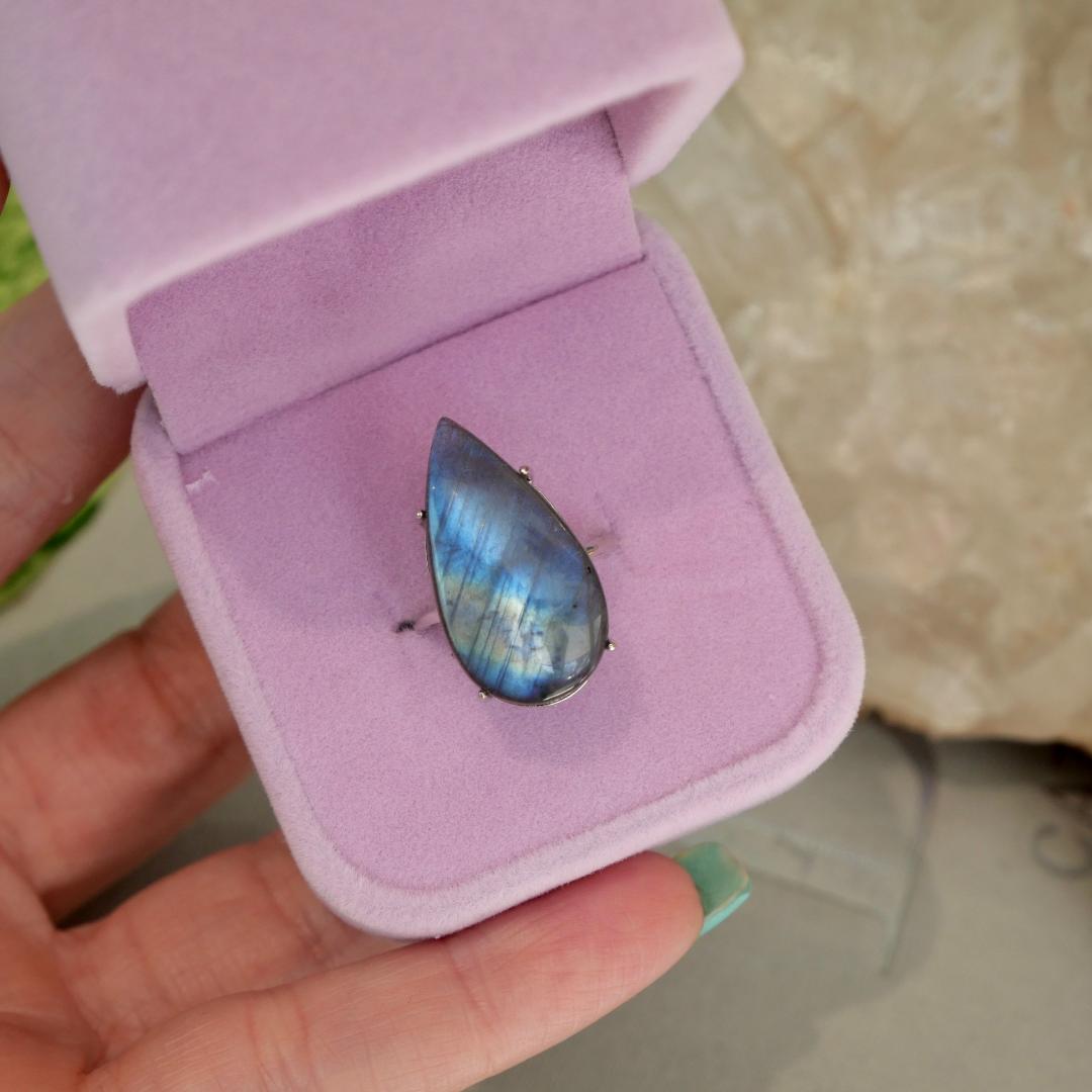 Labradorite Teardrop Adjustable Ring No 91