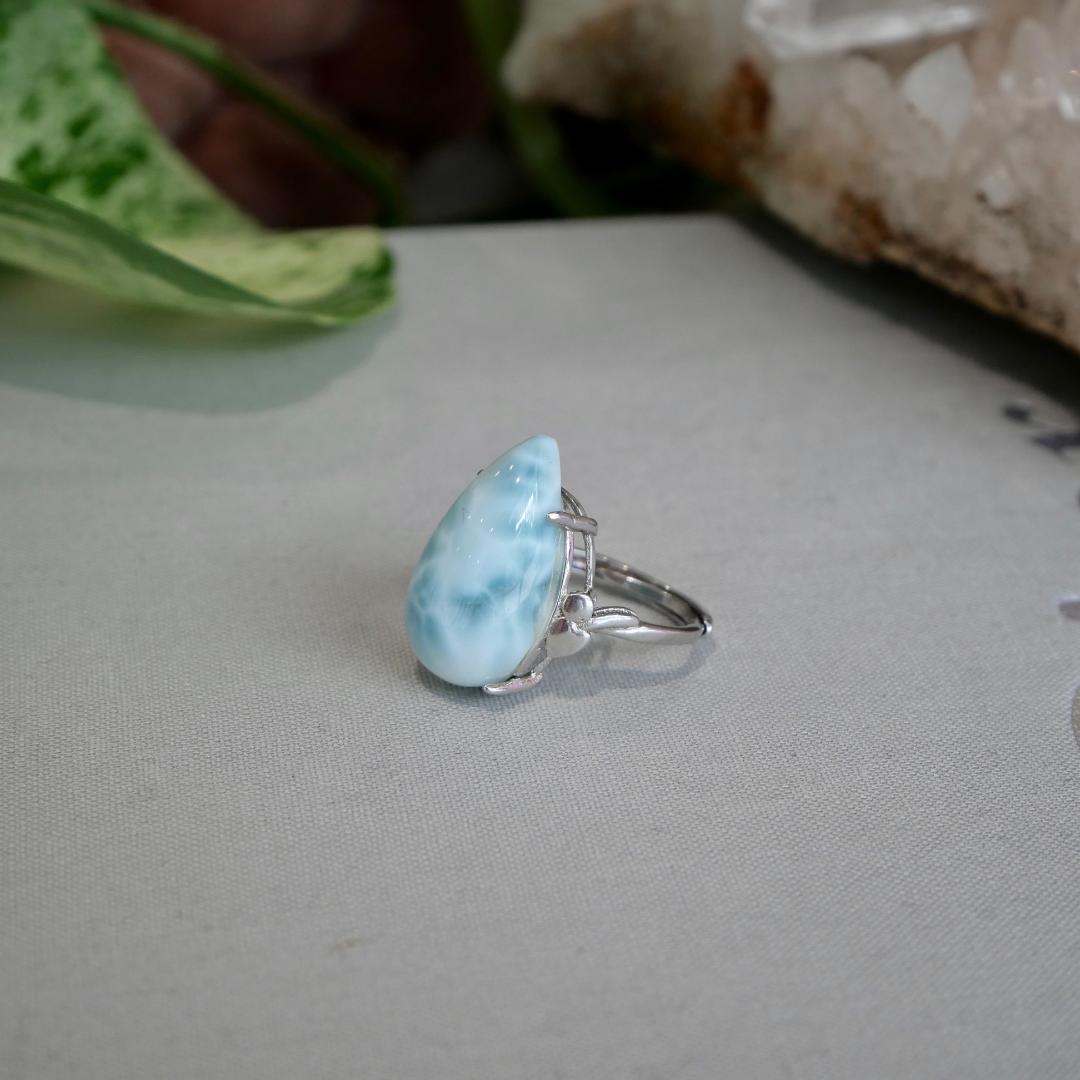 Larimar Teardrop Adjustable Ring No 88