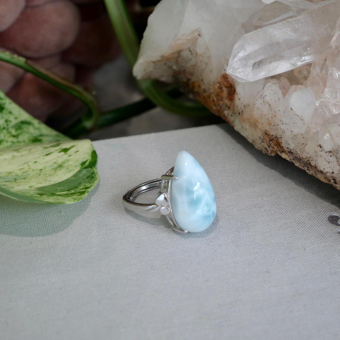 Larimar Teardrop Adjustable Ring No 88