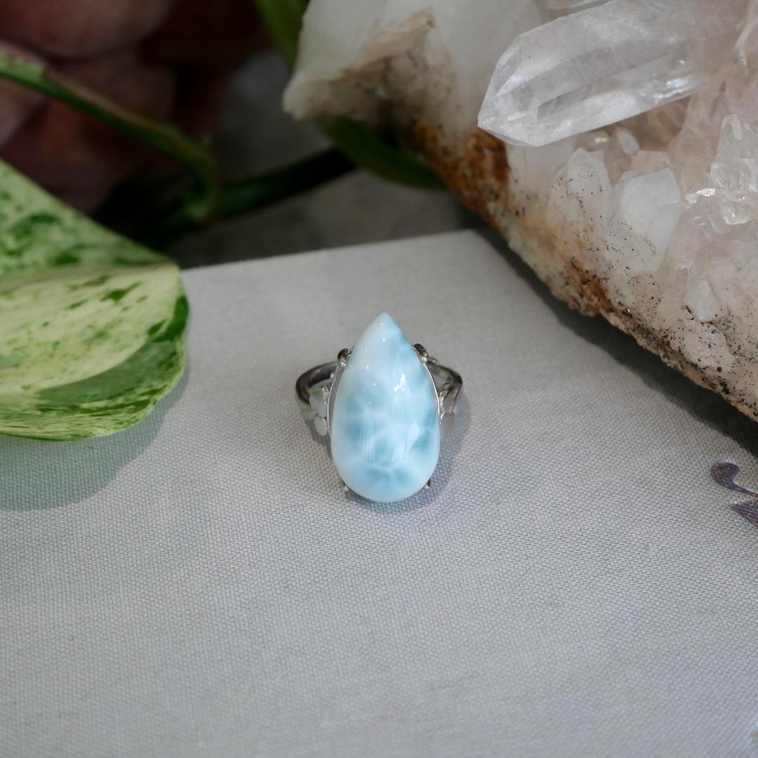 Larimar Teardrop Adjustable Ring No 88