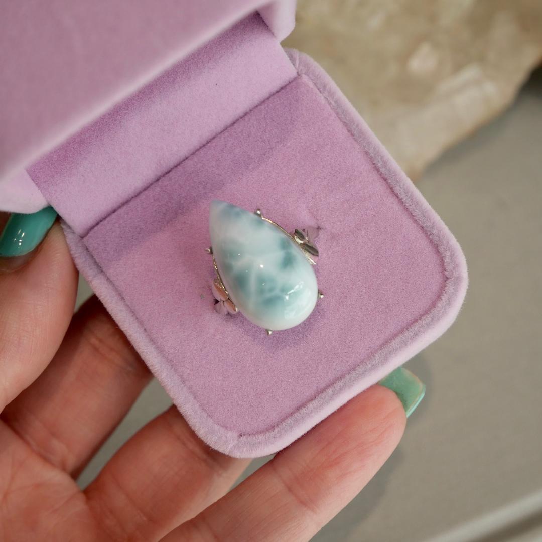 Larimar Teardrop Adjustable Ring No 88