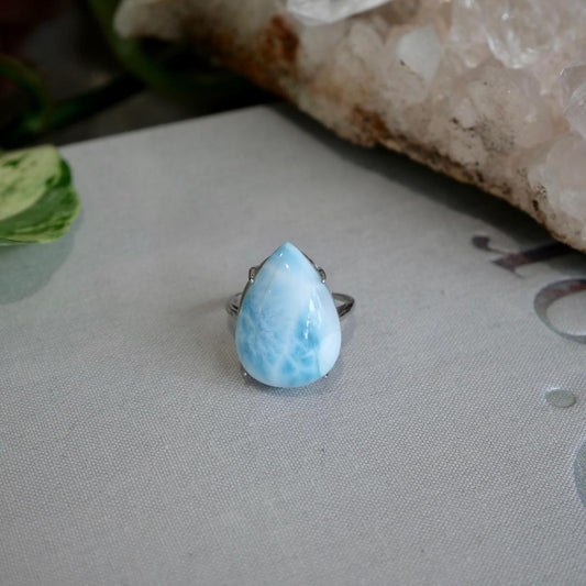 Larimar Teardrop Adjustable Ring No 89