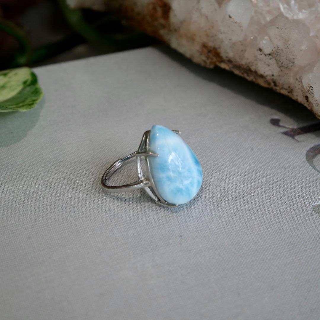 Larimar Teardrop Adjustable Ring No 89