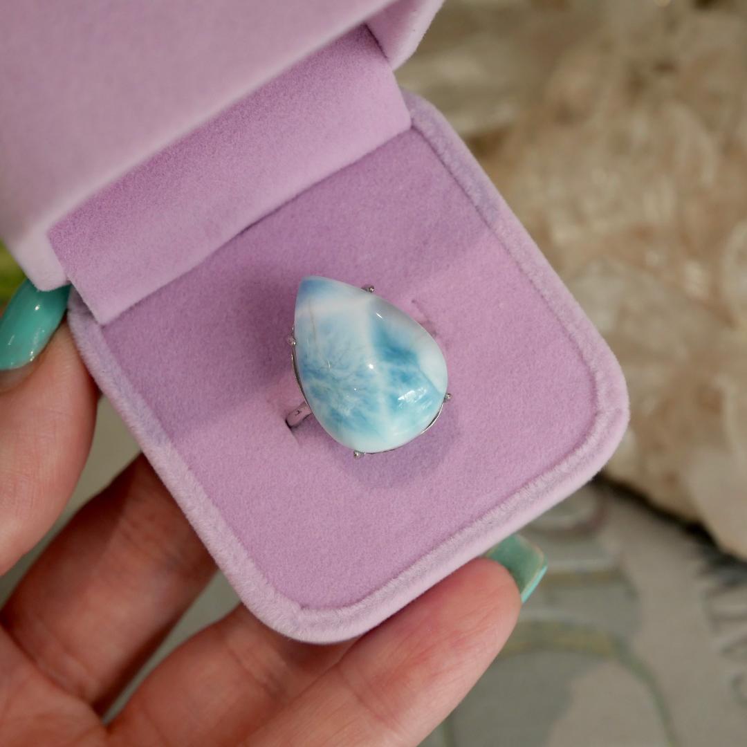 Larimar Teardrop Adjustable Ring No 89