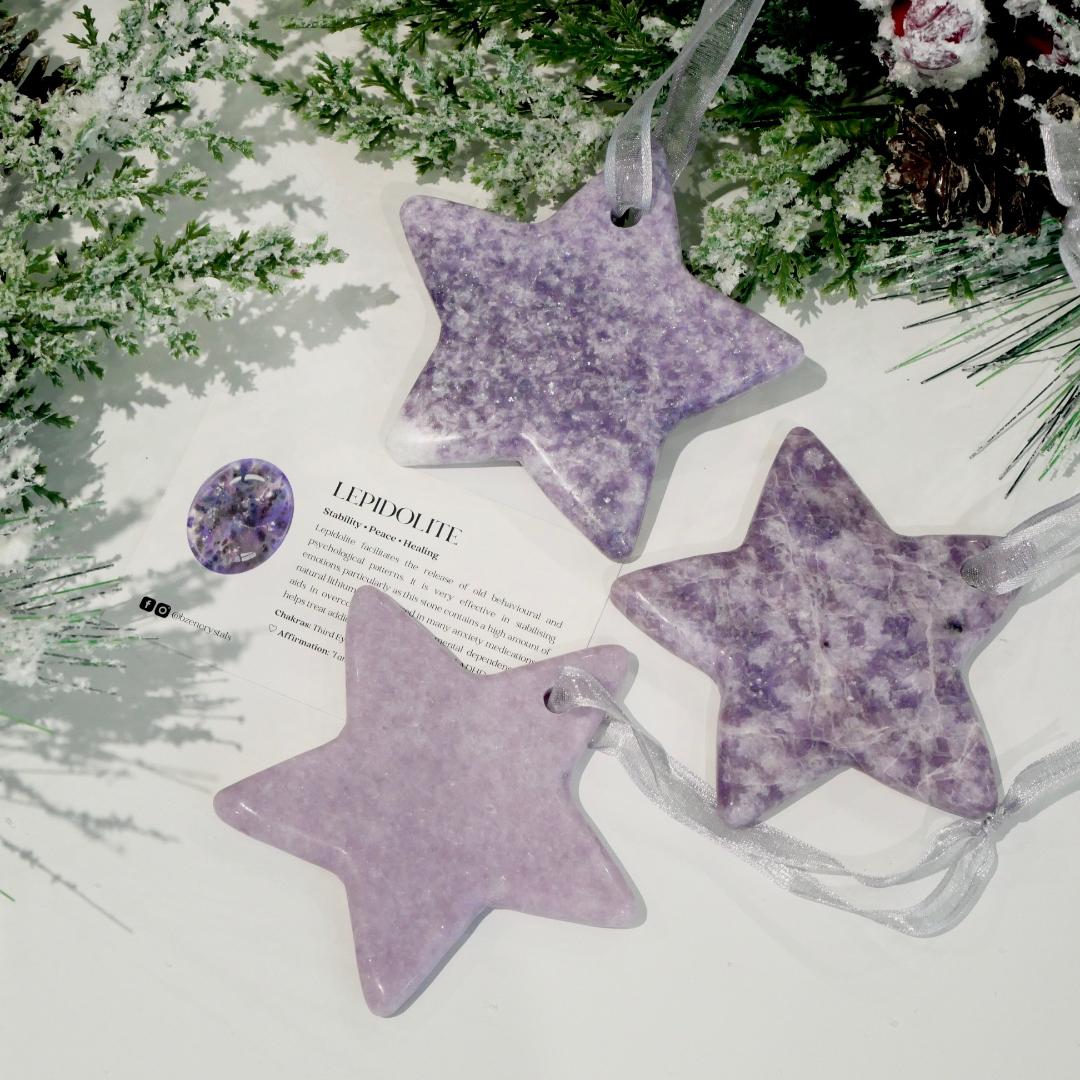 Lepidolite Christmas Star Hanging Decoration