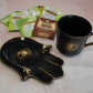 Matt Black with Gold Evil Eye Tea Cup & Saucer Set