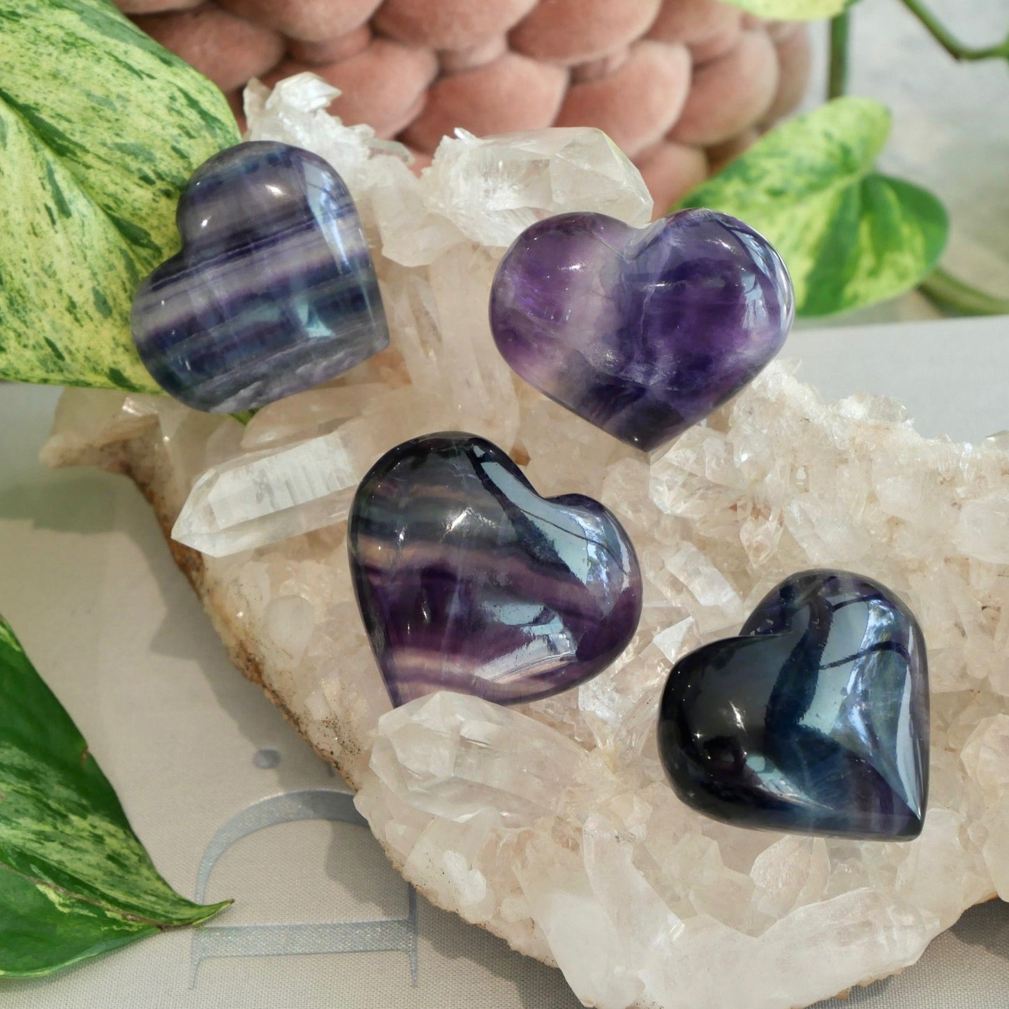 Rainbow Fluorite Small Hearts