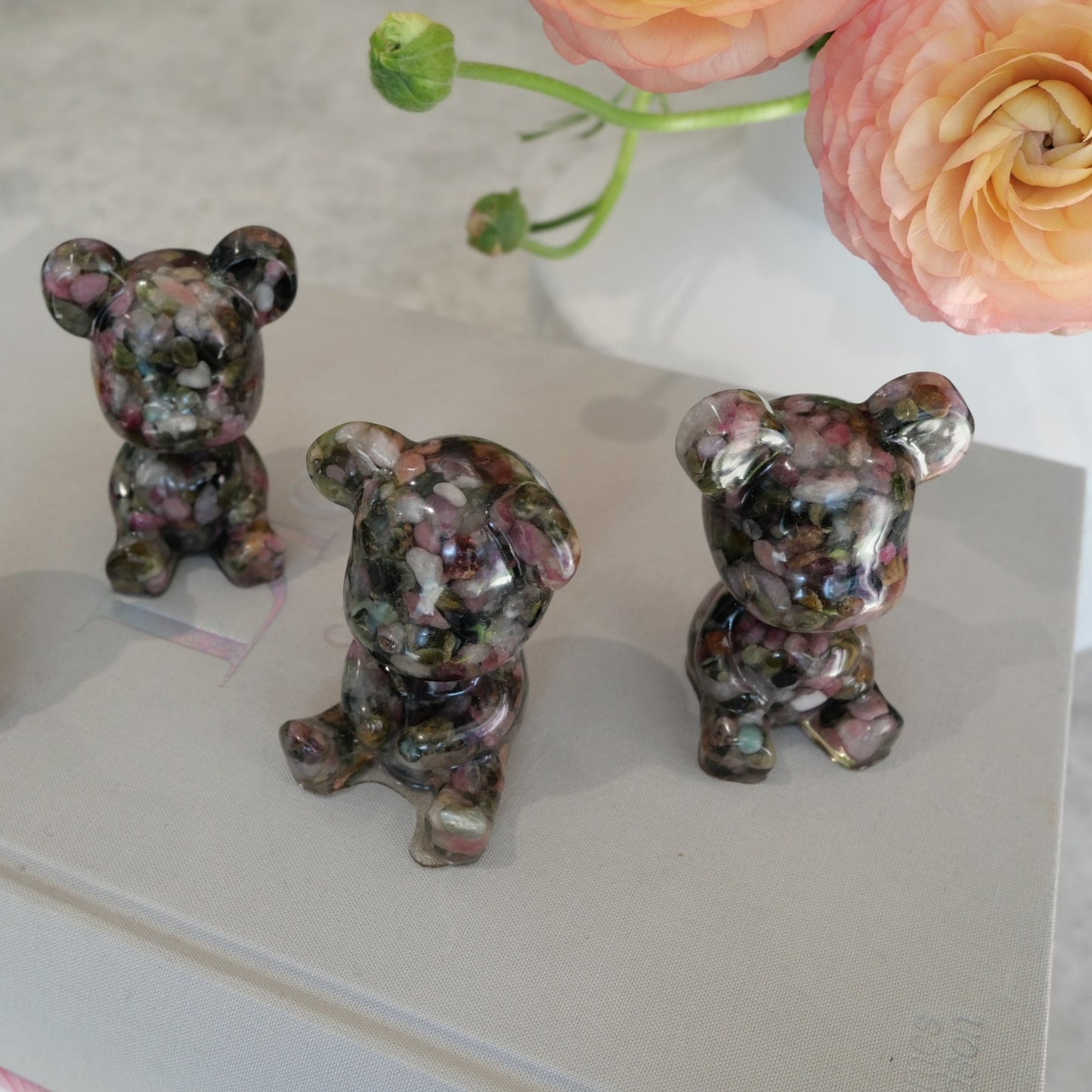 Mixed Tourmaline Resin Bears