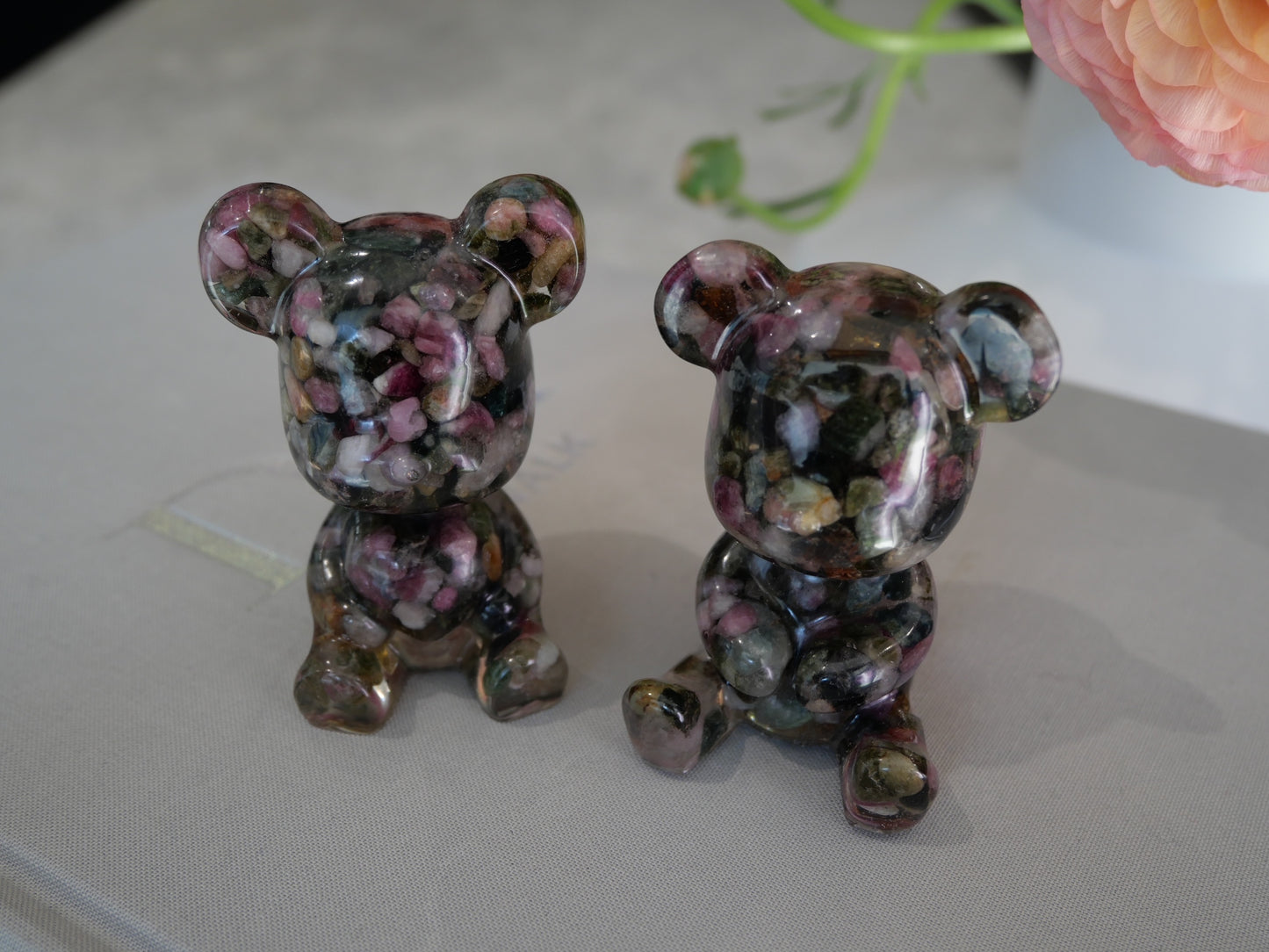 Mixed Tourmaline Resin Bears