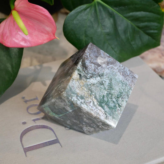 Moss Agate Jasper Cube No 170