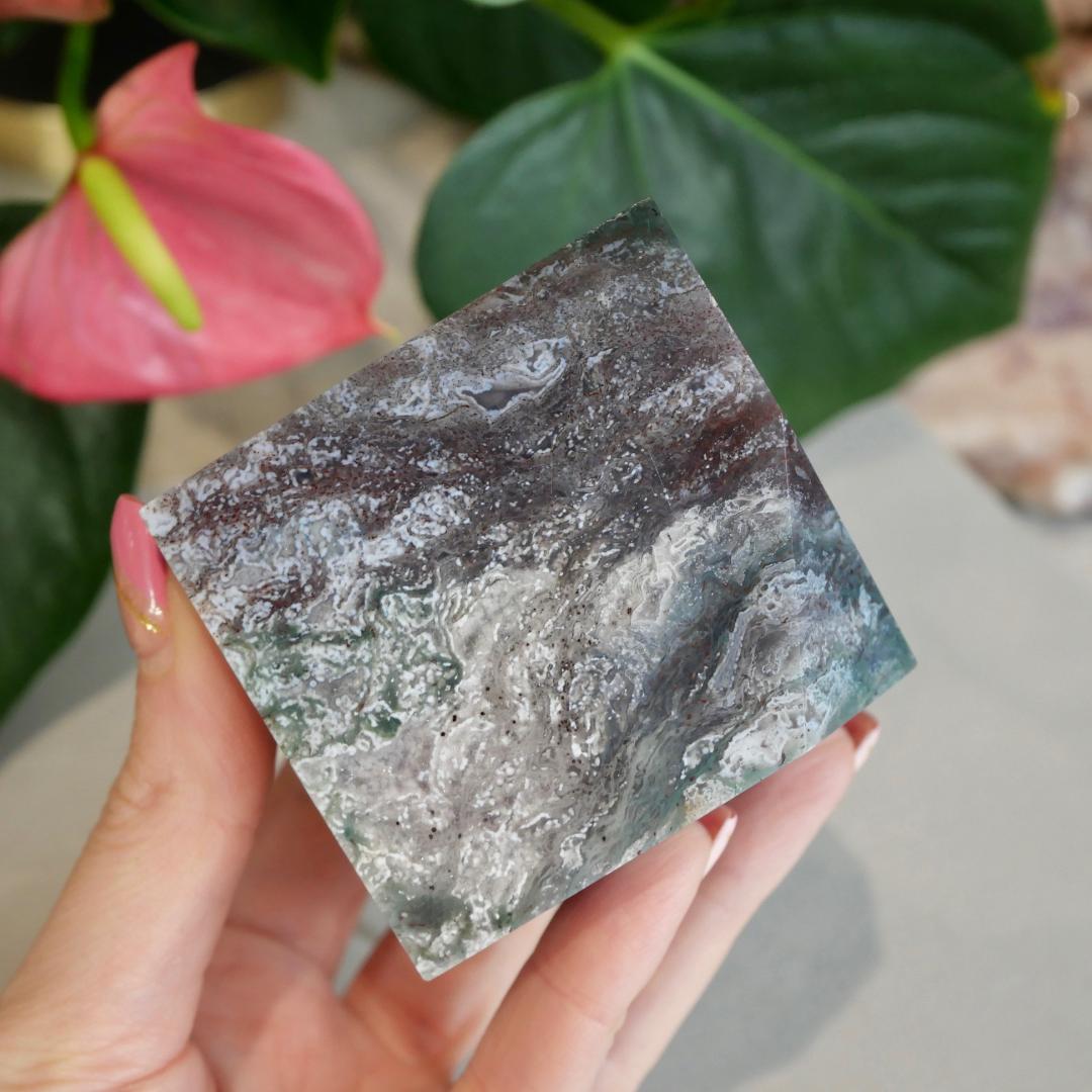 Moss Agate Jasper Cube No 170