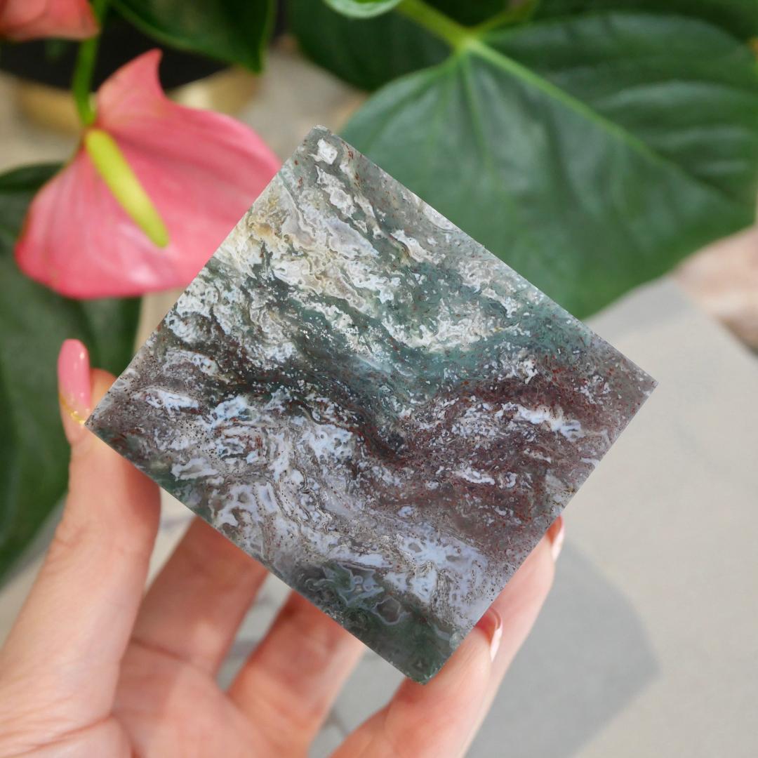 Moss Agate Jasper Cube No 170