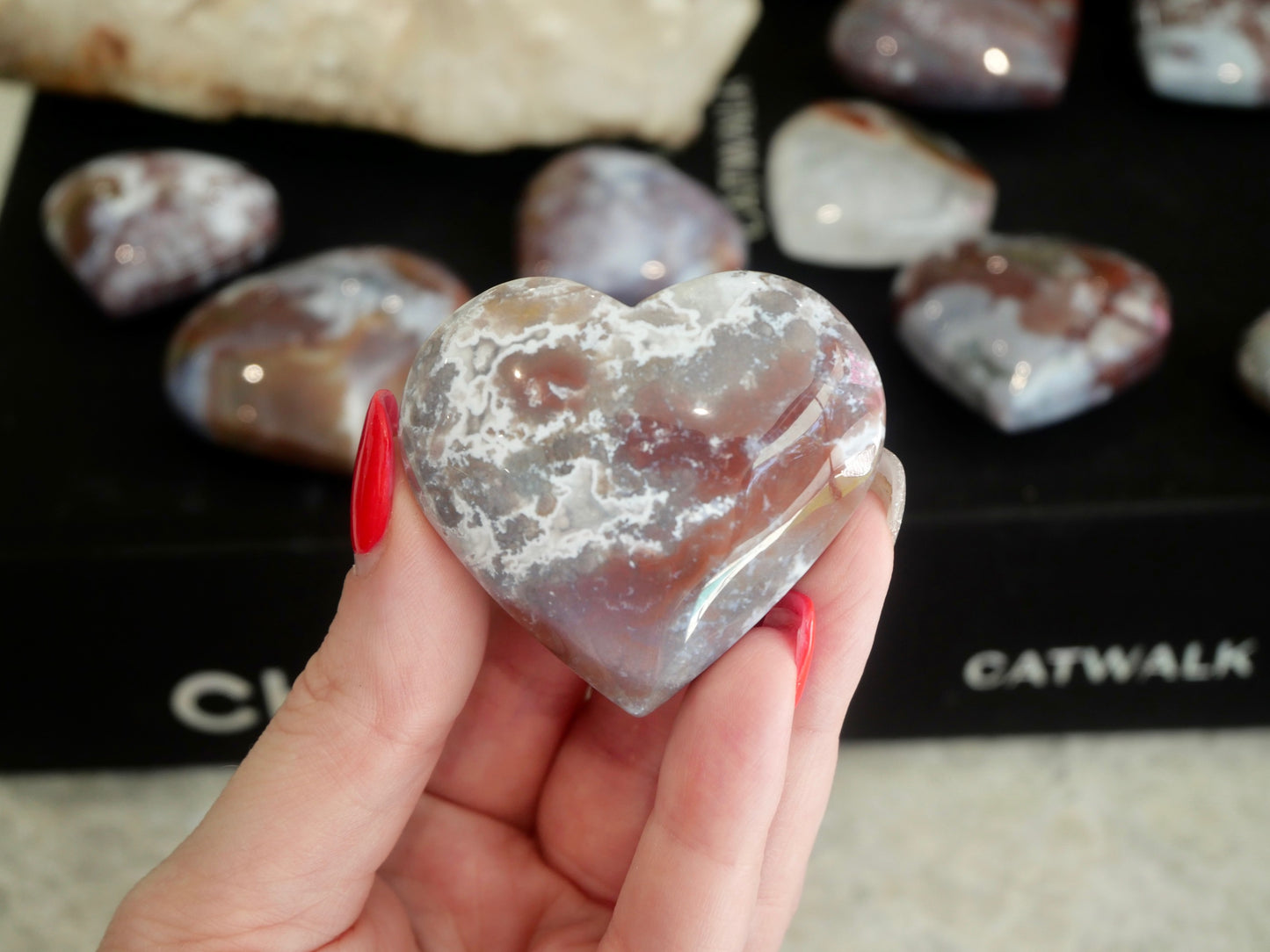 Moss Agate Jasper Hearts