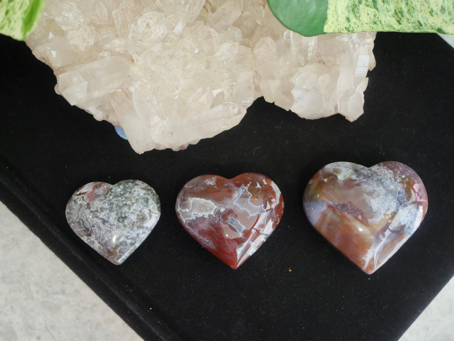 Moss Agate Jasper Hearts