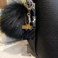 Obsidian with Gold Flake Letter Key & Bag Charm