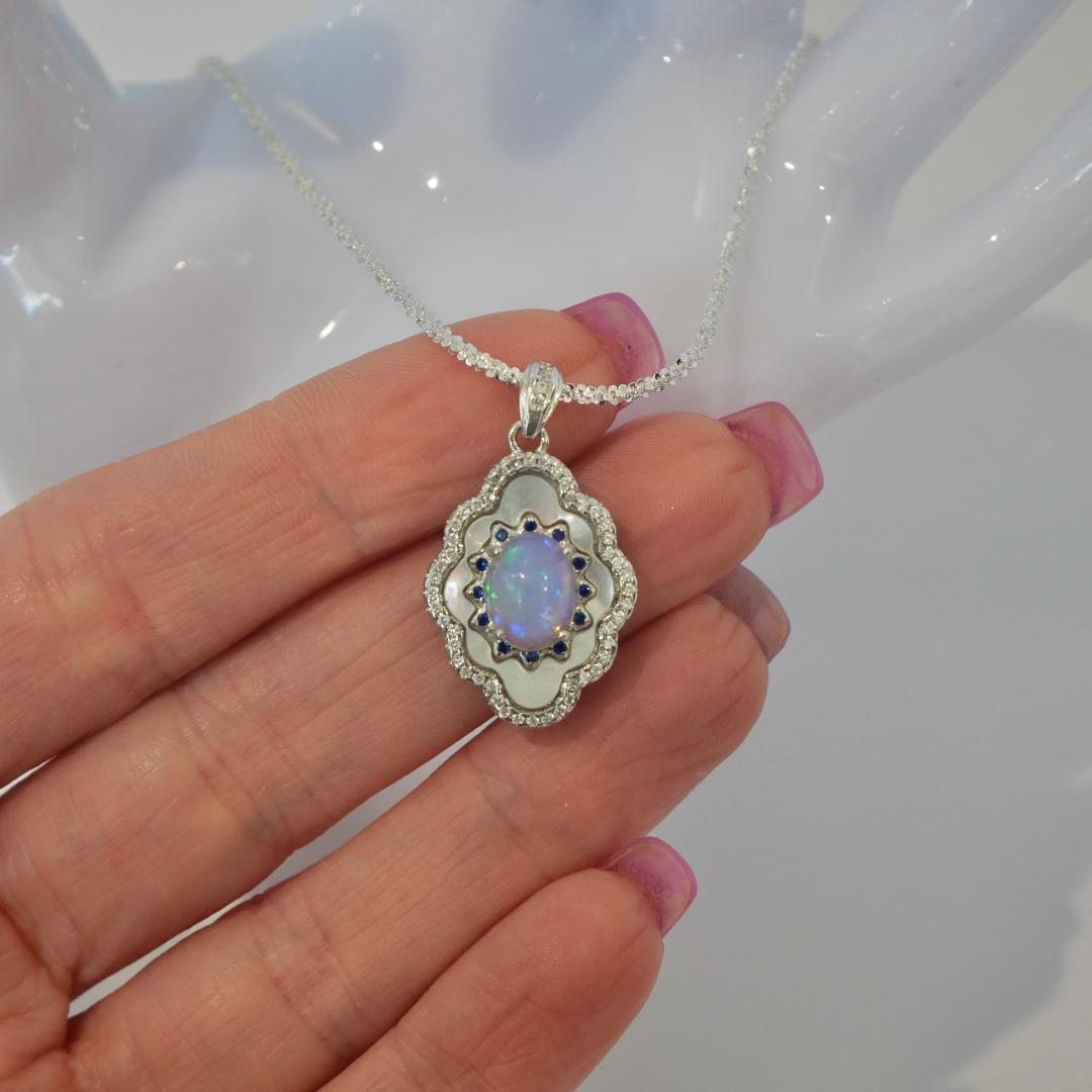 Opal Art Deco Silver Pendant No 120