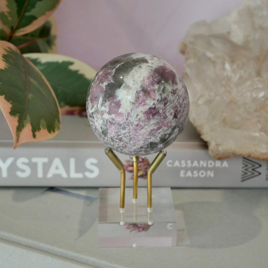 Lepidolite, Pink Tourmaline & Smokey Quartz Sphere No 422