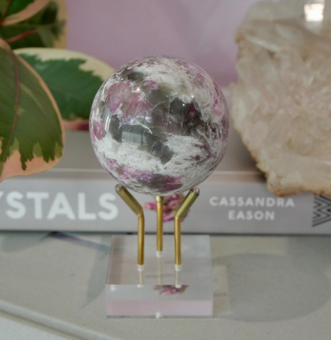 Lepidolite, Pink Tourmaline & Smokey Quartz Sphere No 422