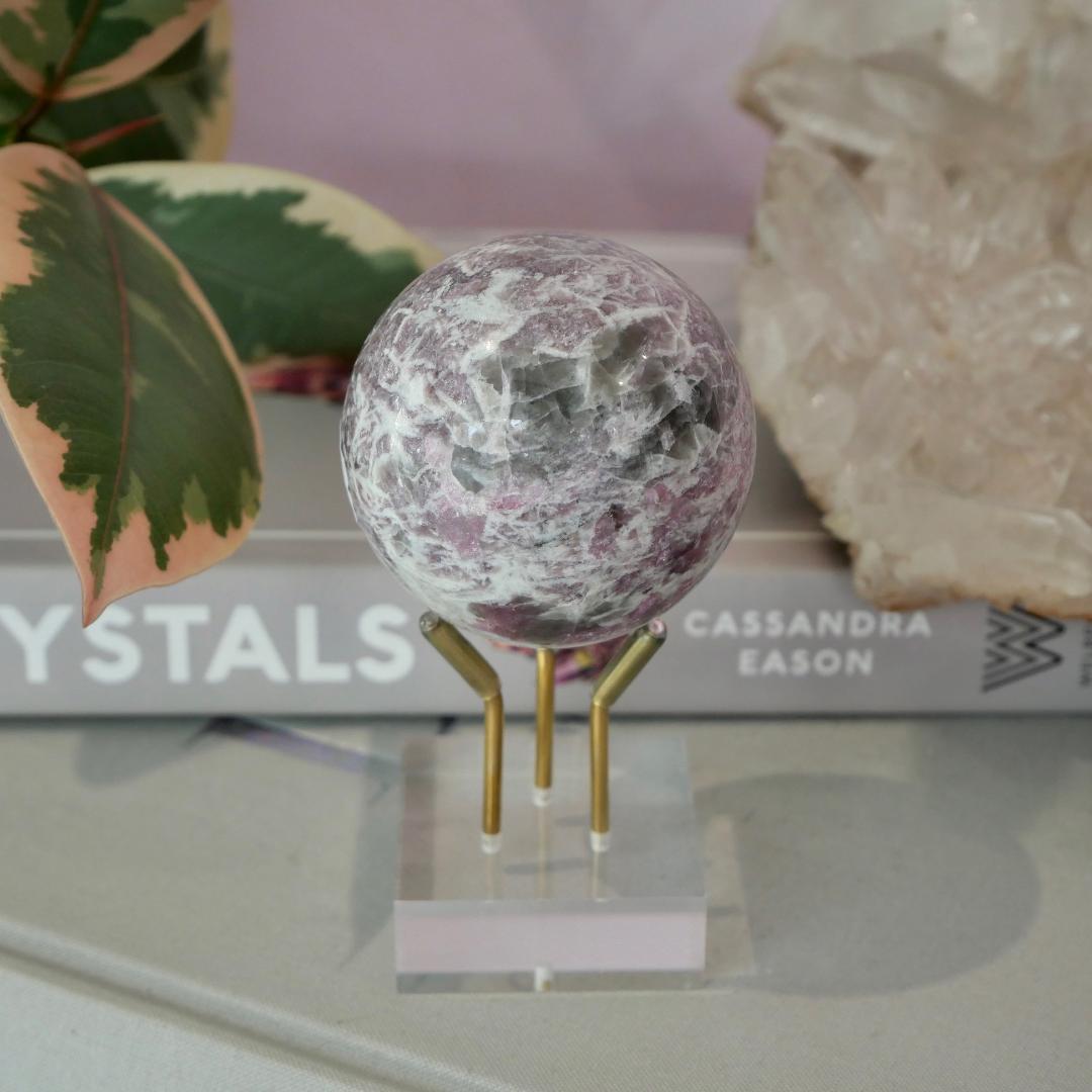 Lepidolite, Pink Tourmaline & Smokey Quartz Sphere No 422