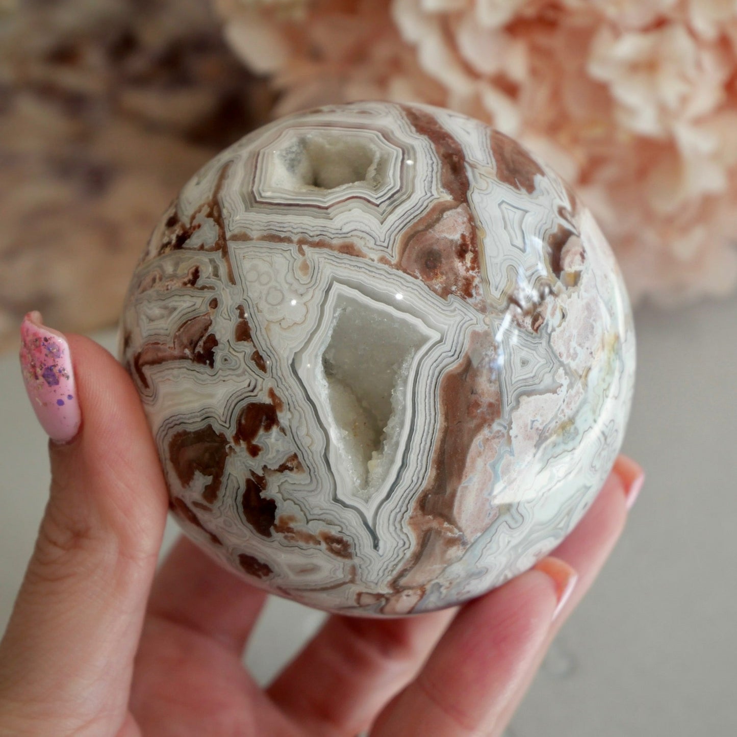 Pink Mexican Lace Agate Sphere No 95