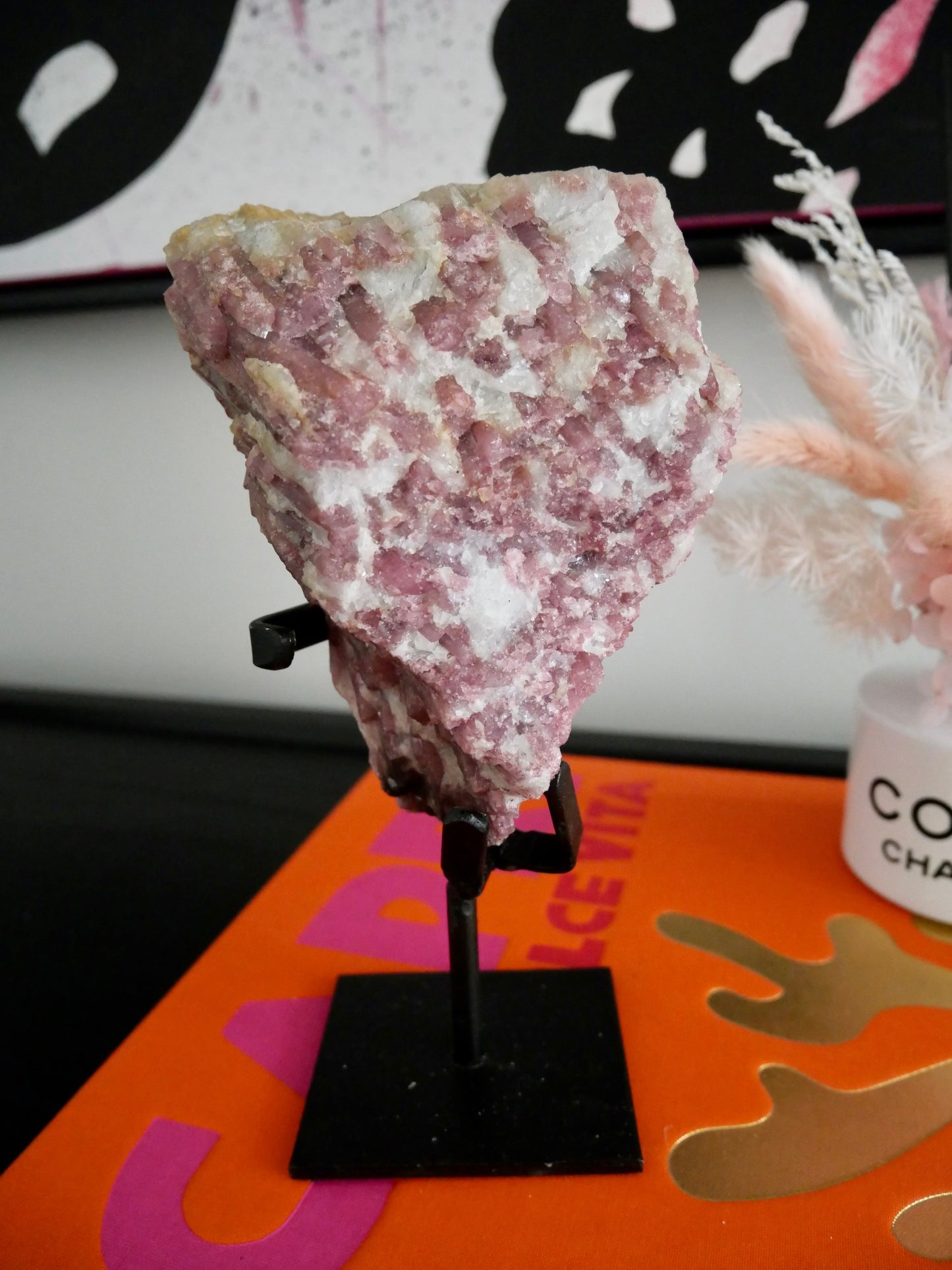 Raw High Grade Pink Tourmaline on Stand No 370