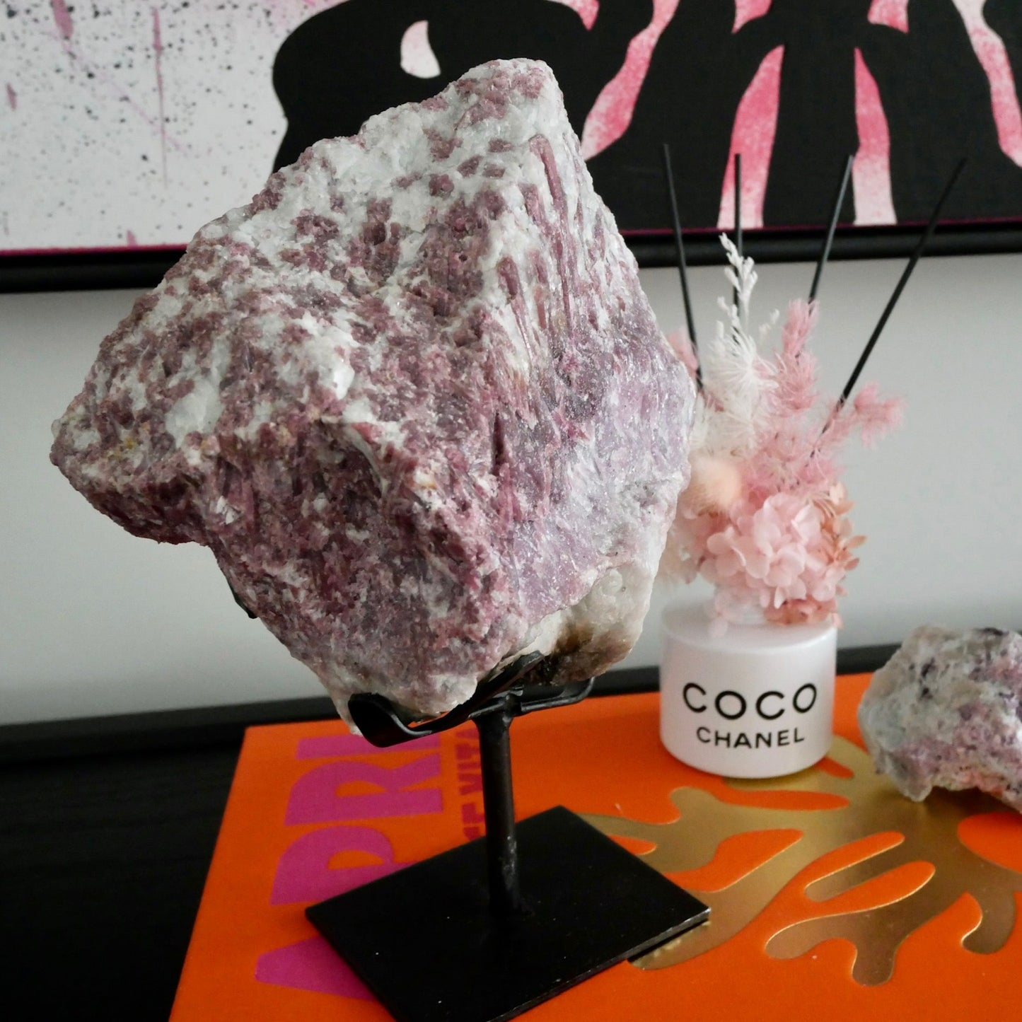 Raw High Grade Pink Tourmaline on Stand No 374