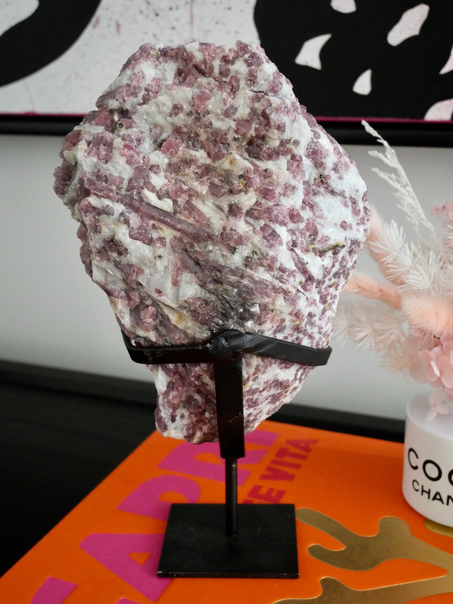 Raw High Grade Pink Tourmaline on Stand No 376