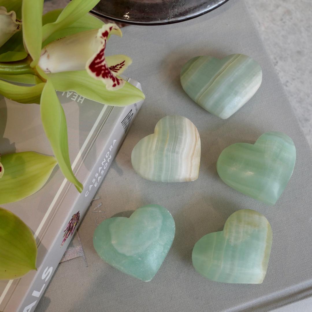 Pistachio Calcite Small Hearts