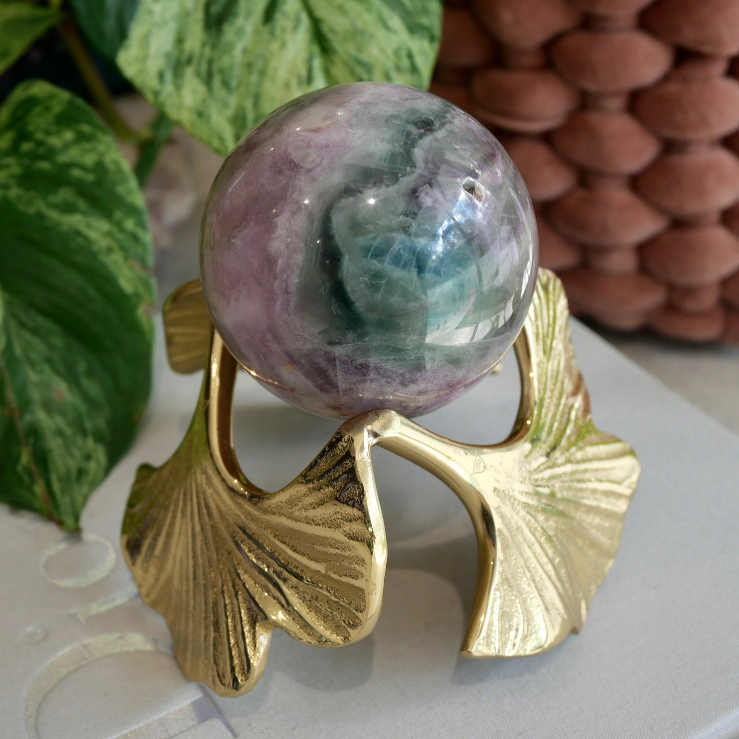 Plum Blossom Fluorite Sphere No 212