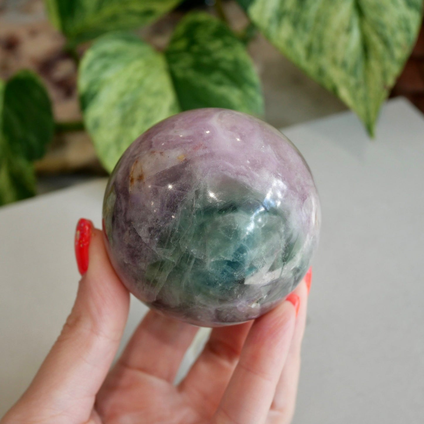 Plum Blossom Fluorite Sphere No 212