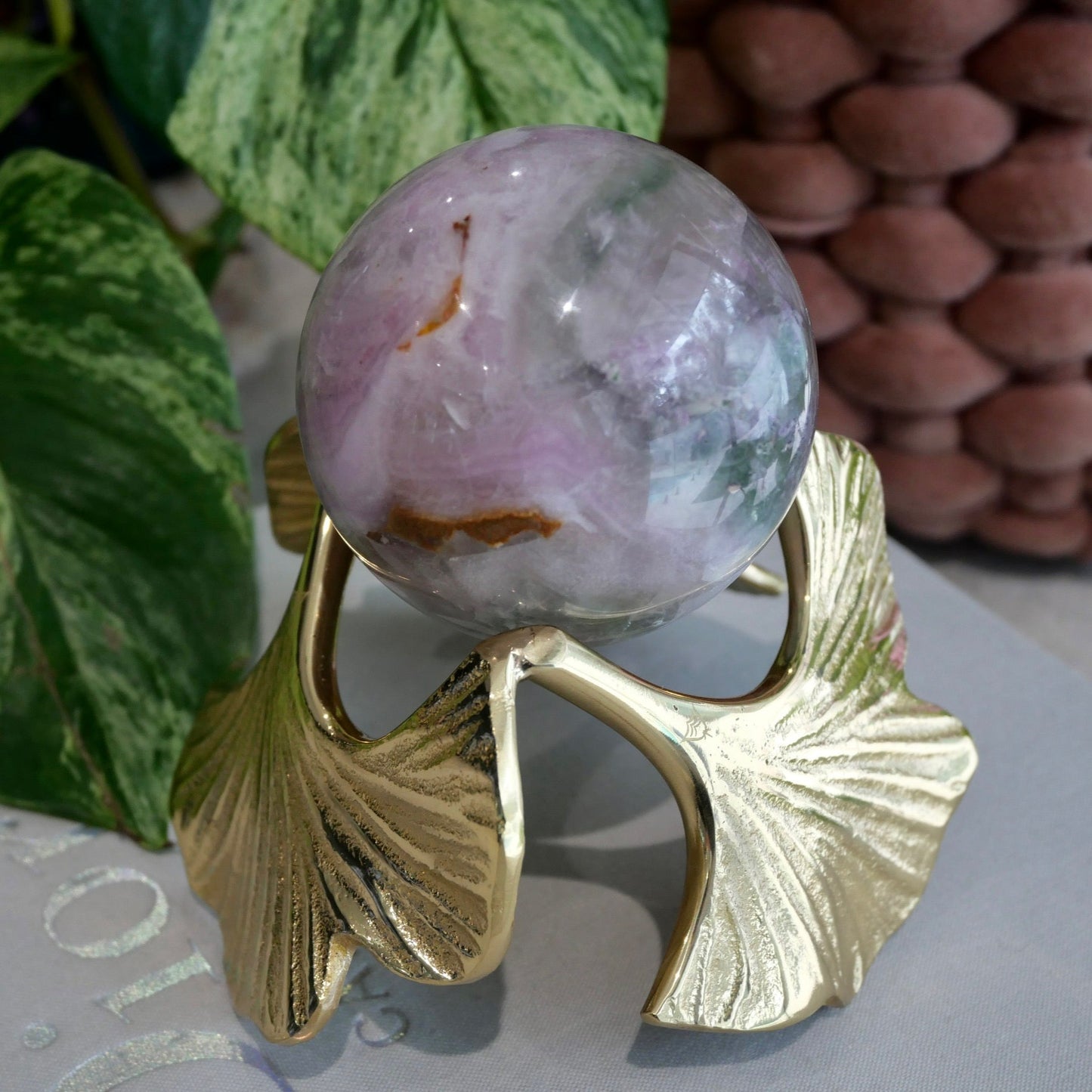 Plum Blossom Fluorite Sphere No 212