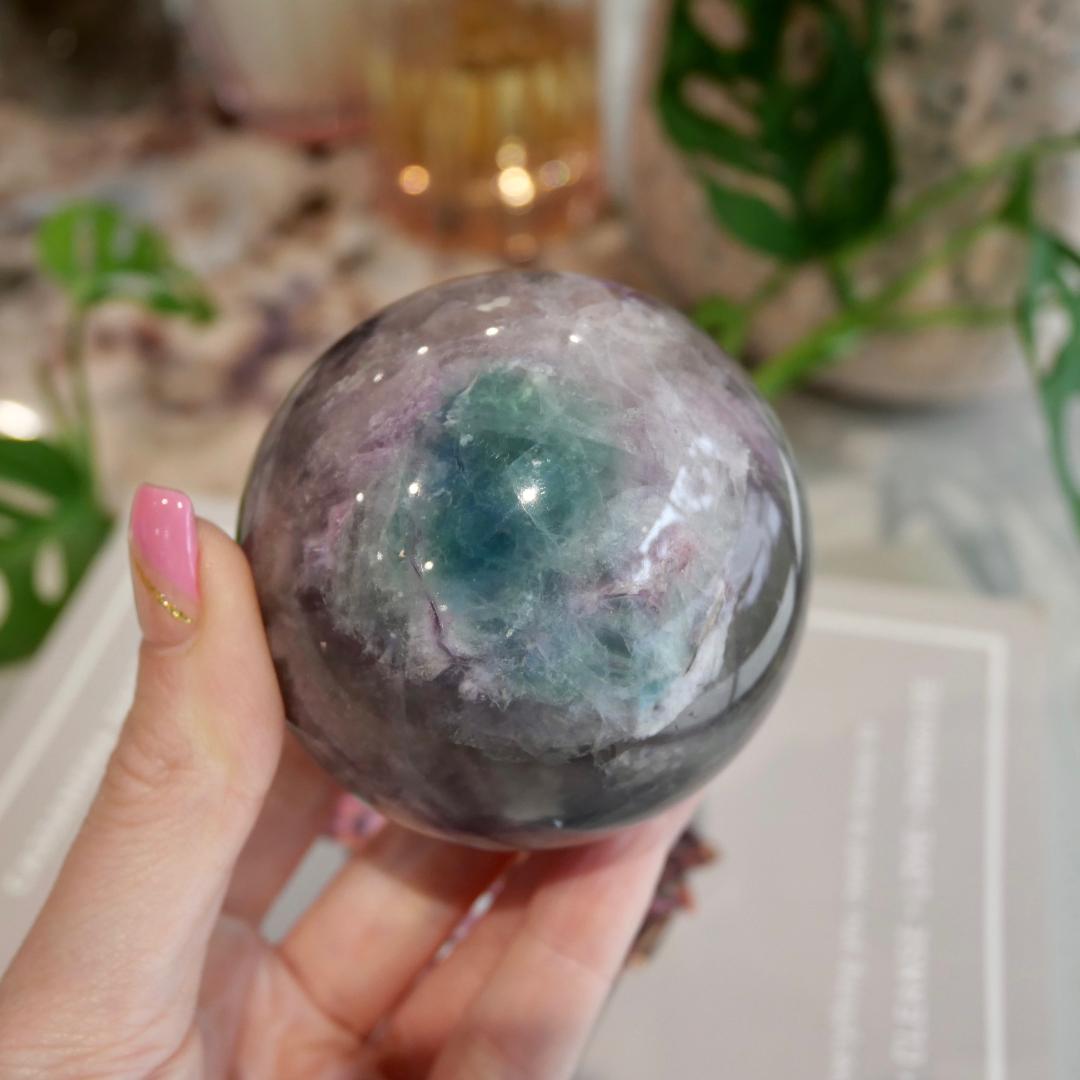 Plum Blossom Fluorite Sphere No 277