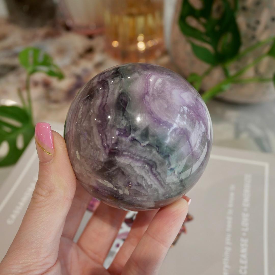 Plum Blossom Fluorite Sphere No 277