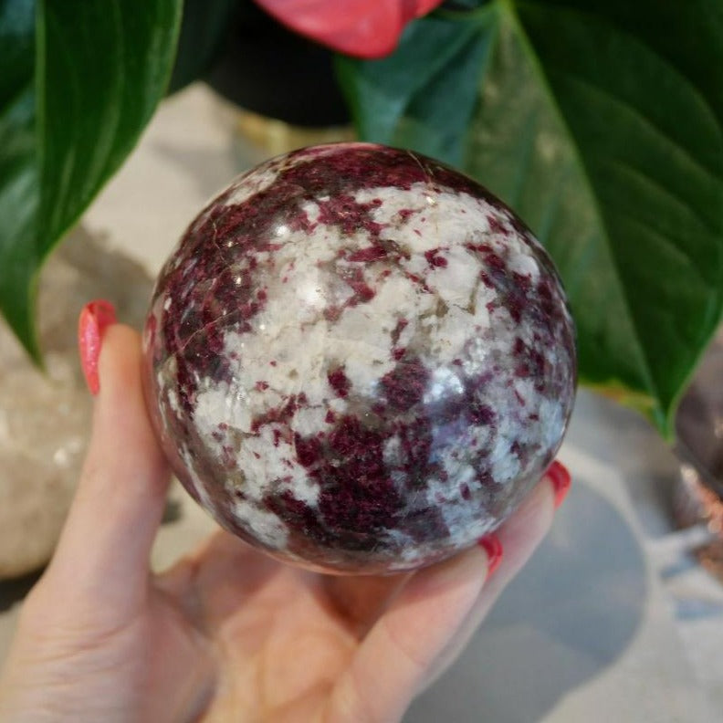 Plum Blossom Tourmaline 81mm Sphere No 11