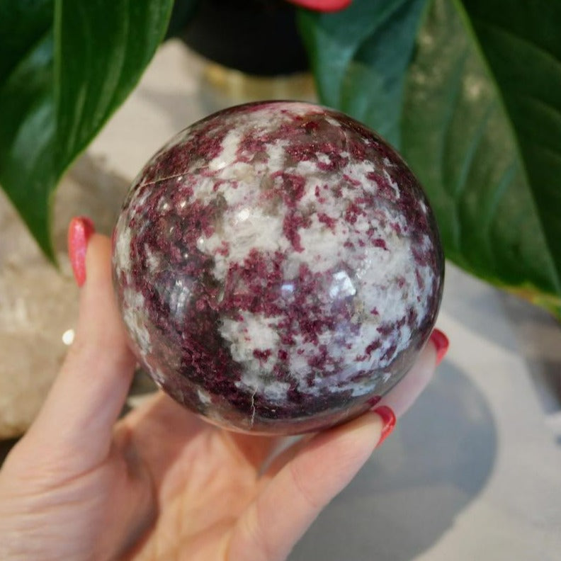 Plum Blossom Tourmaline 77mm Sphere No 12